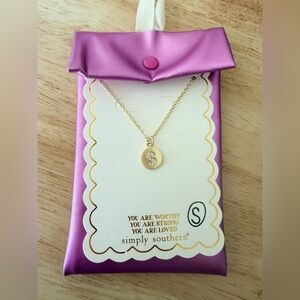 A8 new simply southern initial S necklace with bag 2 available nwt